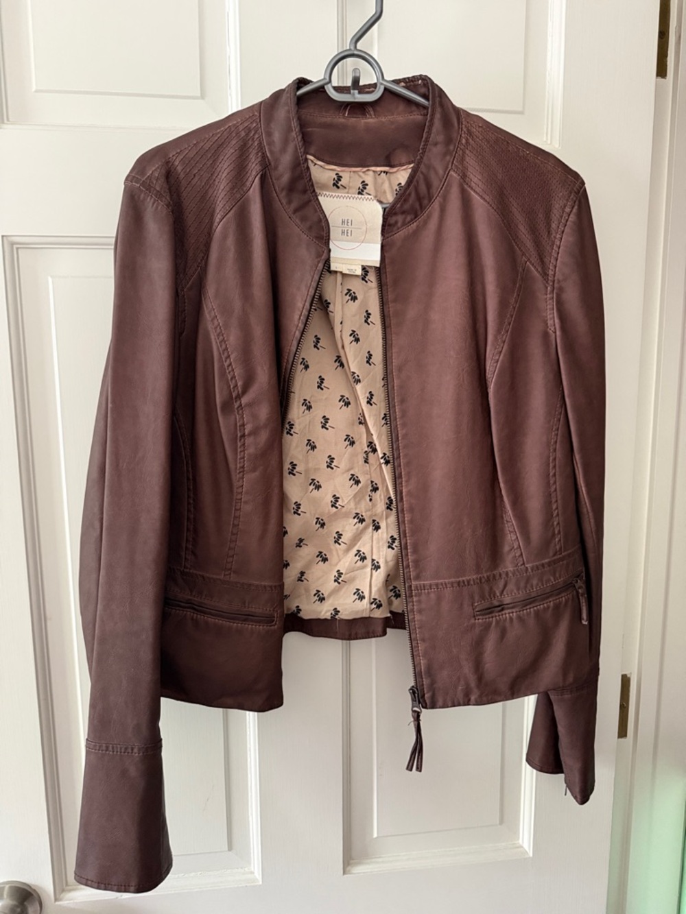 Anthropologie Hei Hei Faux Leather Jacket Women's Dark Brown
